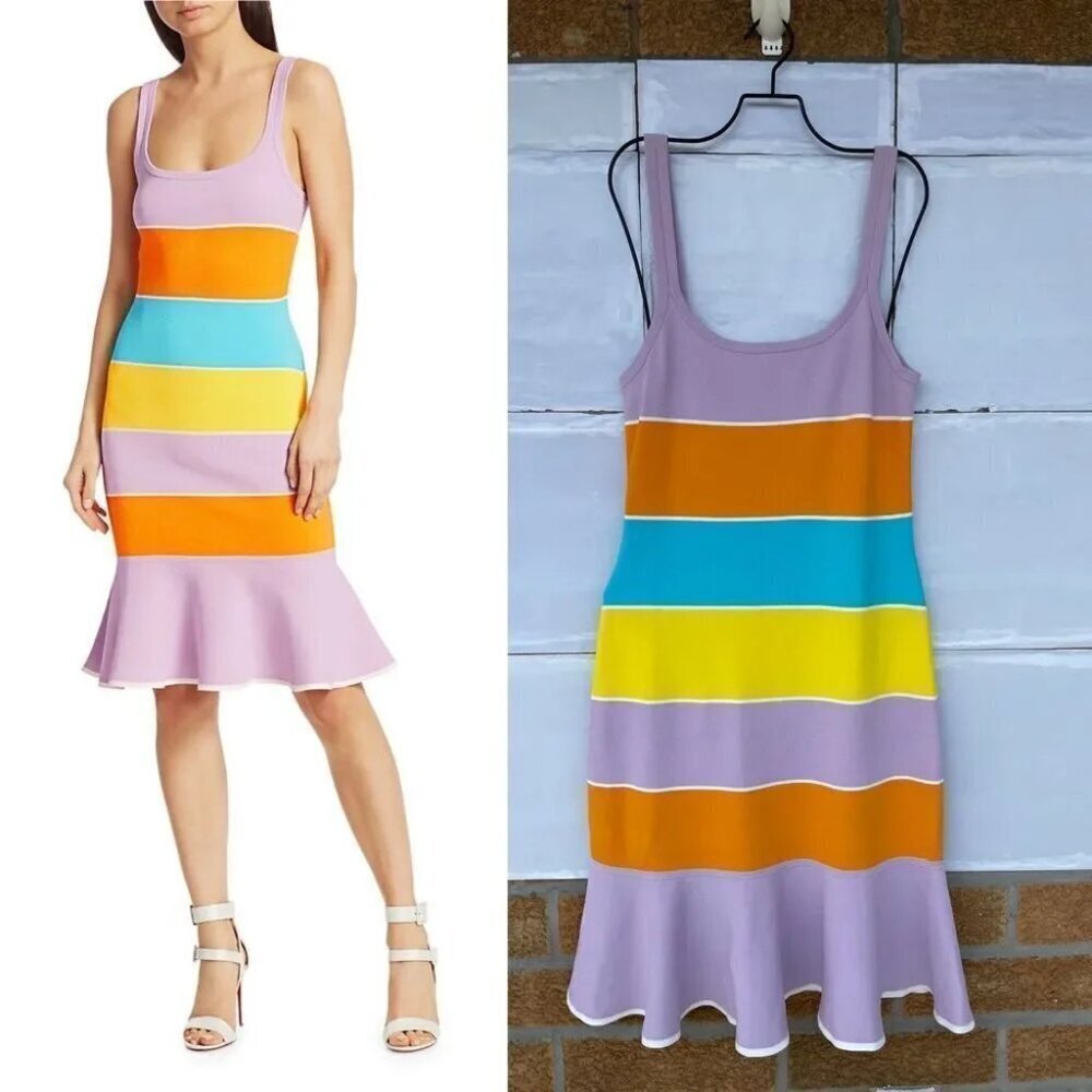 Tanya Taylor Noreen Colorblock Dress Large